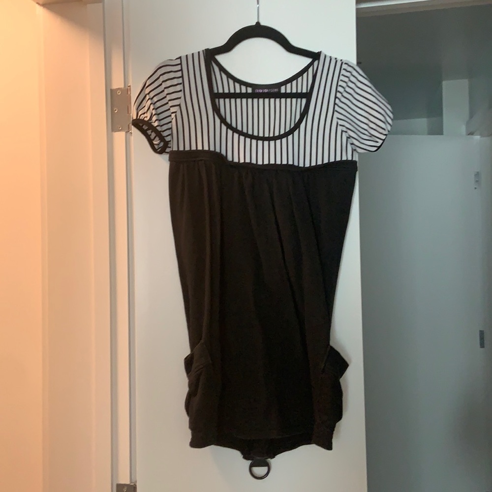 Striped dress with oversized zipper detailing